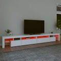 vidaXL TV skrinka s LED svetlami biela 290x36,5x40 cm