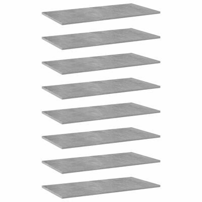 vidaXL Prídavné police 8 ks, betónovo sivé 80x40x1,5 cm, drevotrieska
