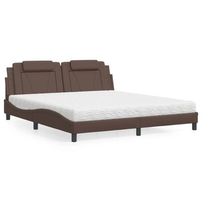 vidaXL Posteľ Viana s matracom hnedá 180x200 cm umelá koža