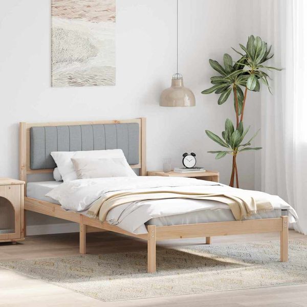 vidaXL Rám postele s čalúneným čelom Svetlosivá 100 x 200 cm