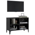 vidaXL TV stolík nohy z kovu lesklý čierny 69,5x30x50 cm