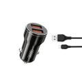 XO CC48 nabíjačka do auta 2x USB 2,4A čierna + kábel USB-C