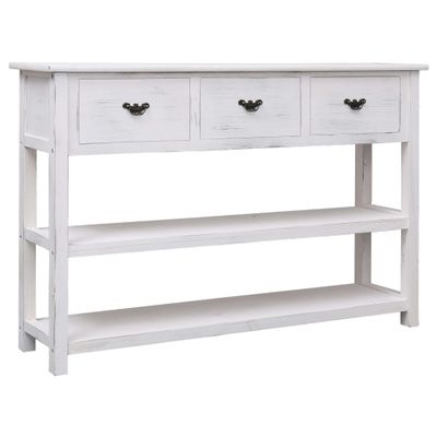 vidaXL Komoda, starožitná biela 115x30x76 cm, drevo