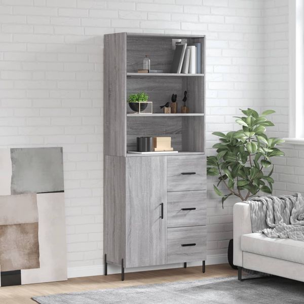 vidaXL Vysoká skrinka sivý dub sonoma 69,5x34x180 cm spracované drevo