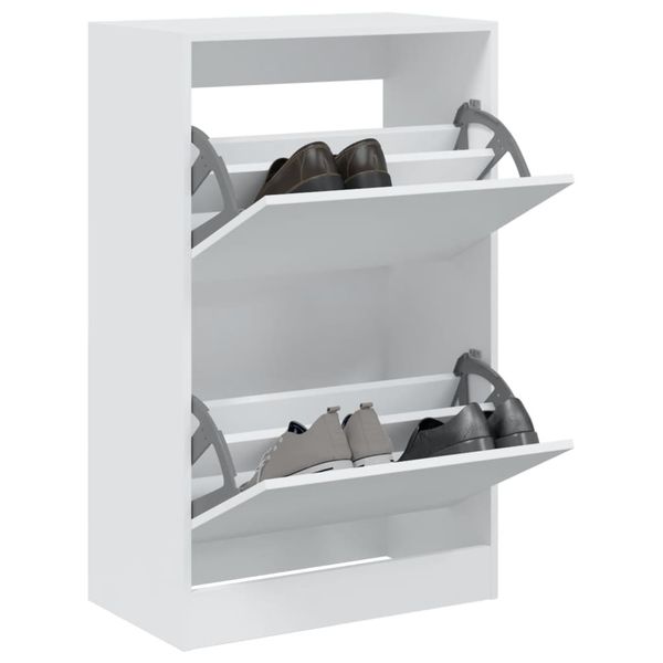 vidaXL Botník biely 60x34x96,5 cm kompozitné drevo