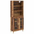 vidaXL Highboard Staré drevo 69,5 x 32,5 x 180 cm Kompozitné drevo