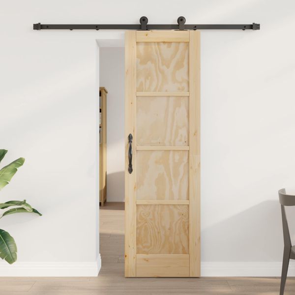 vidaXL Posuvné dvere Prírodná a čierna 61 x 198,5 cm Borovicový masív