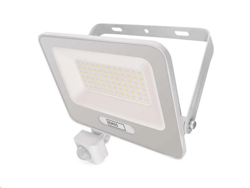 LED reflektor GLARO EMOS ZS2344W s pohybom čidlom, 50 W, biela, IP54, 5000 lm, neutrálna biela