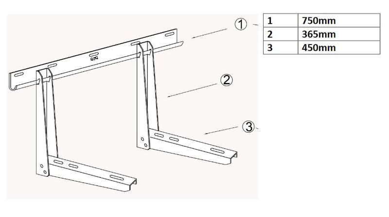 Držiak klimatizácie MW Power MWAC-L-01, 750x365x450, nosnosť 150kg Držák klimatizace MW Power MWAC-L-01, 750x365x450, nosnost 150kg