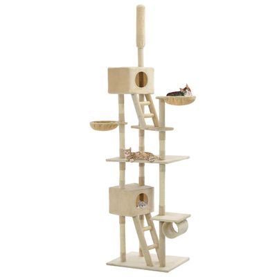 vidaXL Škrabadlo pre mačky so sisalovými stĺpikmi 230-260 cm, béžové