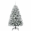 vidaXL Umelý Sklápací Vianočný Stromček 150 LED Zelená a biela 150 cm