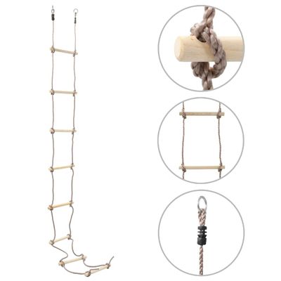 vidaXL Detský lanový rebrík 290 cm drevený