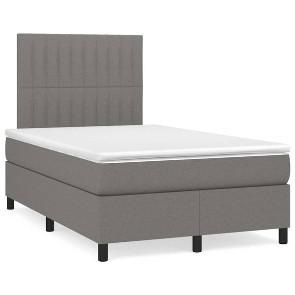 vidaXL Boxspring posteľ s matracom a LED, tmavosivá 120x190 cm, látka