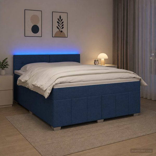 vidaXL Posteľ boxspring s matracom Modrá 140 x 200 cm Látka