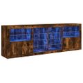 vidaXL Komoda s LED svetlami dymový dub 202x37x67 cm