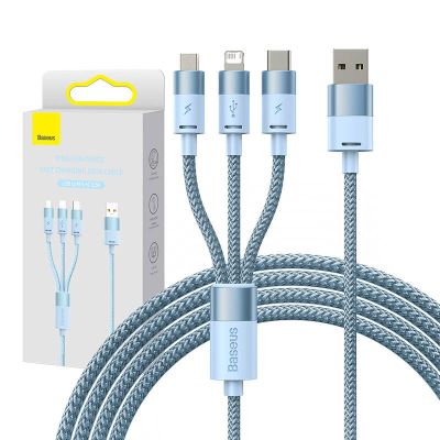 Kábel USB 3v1 Baseus série StarSpeed, USB-C + Micro + Lightning 3,5A, 1,2 m (modrý)