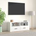 vidaXL TV skrinka lesklá biela 100x35x40 cm spracované drevo