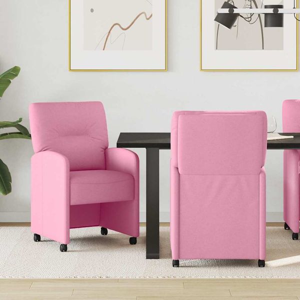 vidaXL Jedálenské stoličky na kolieskach 2 pcs Ružová 57 x 67 x 95 cm