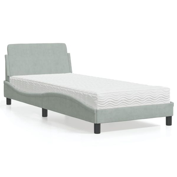 vidaXL Posteľ s matracom Dover bledosivý 90x190 cm zamat
