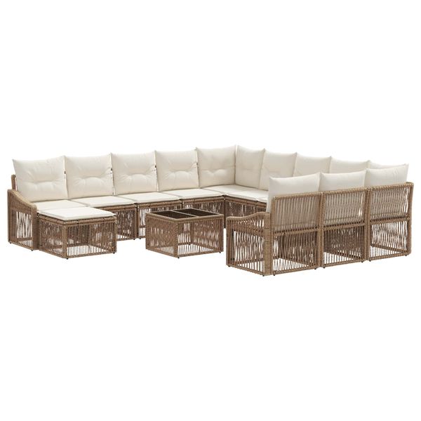 vidaXL Súprava záhradných pohoviek 13 pcs Béžová polyratan