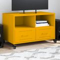 vidaXL TV skrinka horčicovožltá 68x39x43,5 cm oceľ
