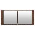 vidaXL LED kúpeľňová zrkadlová skrinka hnedý dub 100x12x45 cm
