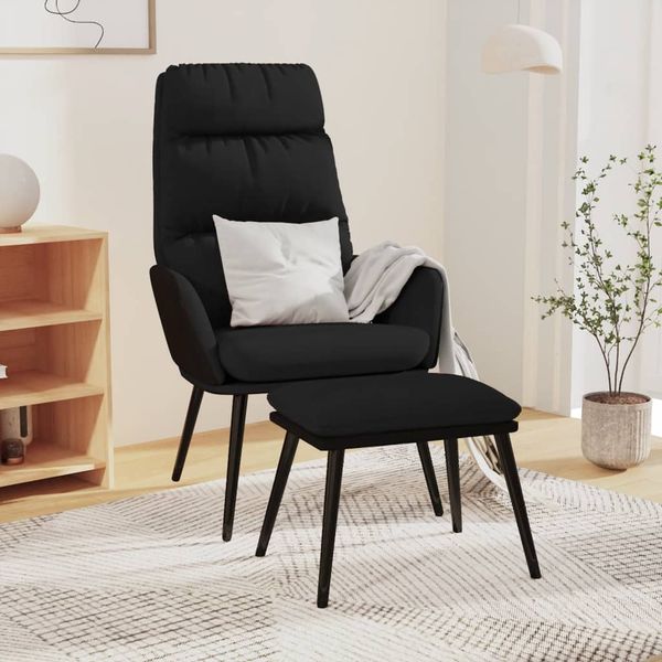 vidaXL Relaxačné kreslo s podnožkou čierne látka a umelá koža