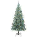 vidaXL Umelý vianočný stromček, snehom obalený, s LED svetlom 210 cm