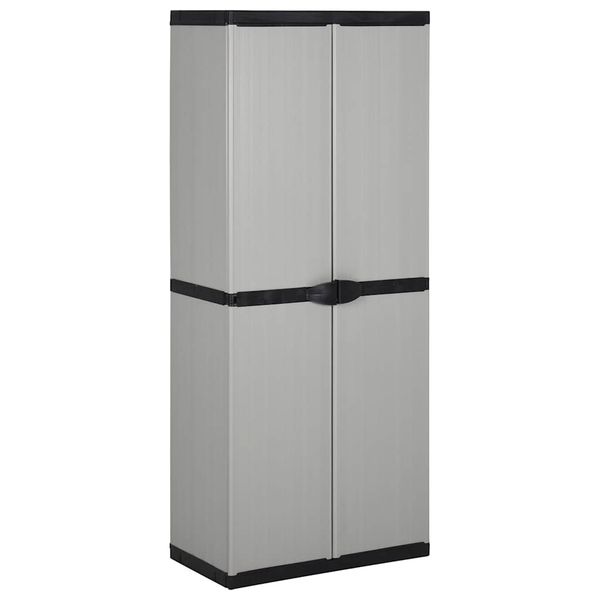 vidaXL Záhradná úložná skriňa s 3 policami sivá a čierna 68x40x168 cm