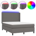 vidaXL Boxspring posteľ s matracom a LED sivá 140x200 cm umelá koža