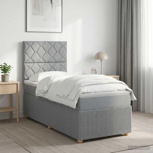 vidaXL Posteľ boxspring s matracom Svetlosivá 100 x 200 cm Látka
