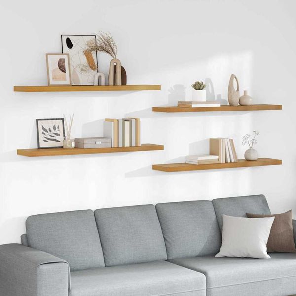 vidaXL Stenná polica 4 pcs Béžová 120 x 23,5 x 4 cm Kompozitné drevo