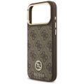 Obal Guess 4G Strass Logo & Big Strap Metal Buttons MagSafe pre iPhone 17 Pro Max hnedá