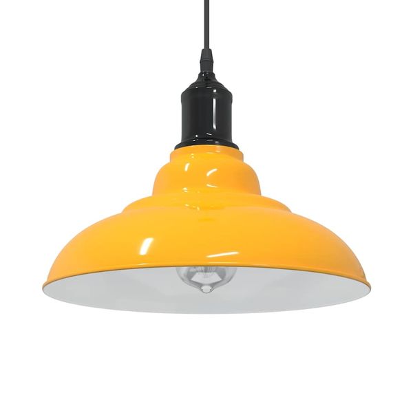 VidaXL Závesná lampa výškovo nastaviteľná E27 lesk žltá Ø 31 cm kov
