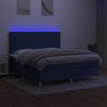 vidaXL Posteľ boxsping s matracom a LED modrá 160x200 cm látka