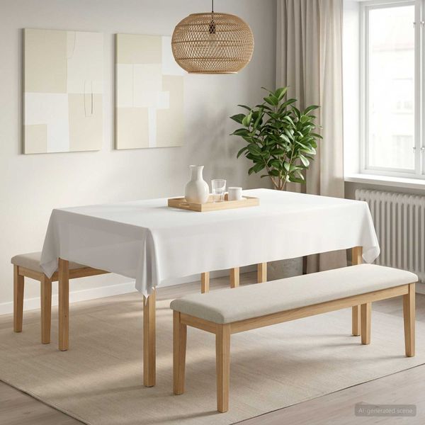 vidaXL Uterák na stôl 5 ks Obdĺžnikový Biela 140 x 260 cm Polyester