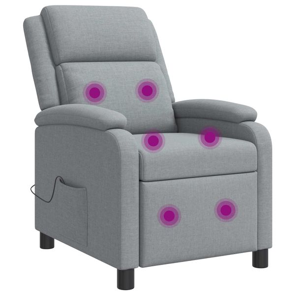 vidaXL Masážne relaxačné kreslo Svetlosivá Látka