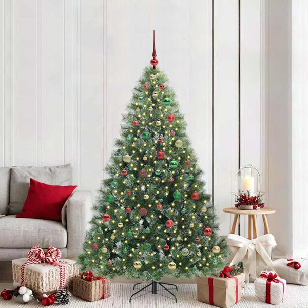 vidaXL Umelý vianočný stromček s 300 LED-i Zelená 180 cm PE a PVC