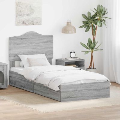 vidaXL Úložná posteľ Sivý Sonoma 100 x 200 cm Kompozitné drevo