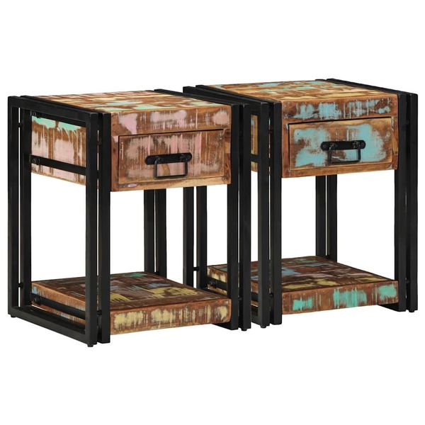 vidaXL Nočný stolík 2 pcs 40 x 40 x 50 cm Masívne obnovené drevo