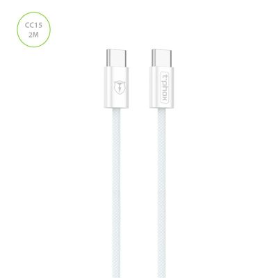 T-phox kábel CC15 séria usb-c/usb-c 60W 3A 2M biela