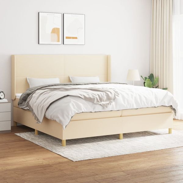vidaXL Boxspring posteľ s matracom krémová 200x200 cm látka