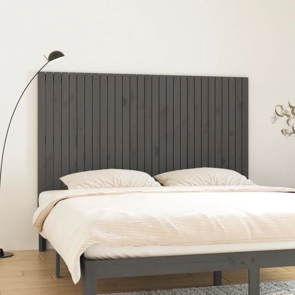 vidaXL Nástenné čelo postele sivé 185x3x110 cm masívna borovica