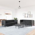 vidaXL 2-dielna súprava sedacej súpravy Chesterfield čierna, umelá koža