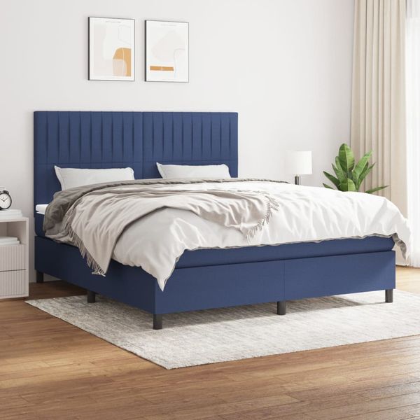 vidaXL Posteľný rám boxspring s matracom modrý 180x200 cm látka