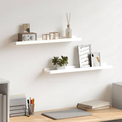 vidaXL Poličky na zarámované obrázky 2 ks biele 60x9x3 cm MDF