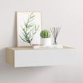 vidaXL Nástenná zásuvková polica dubová a biela 40x23,5x10 cm MDF