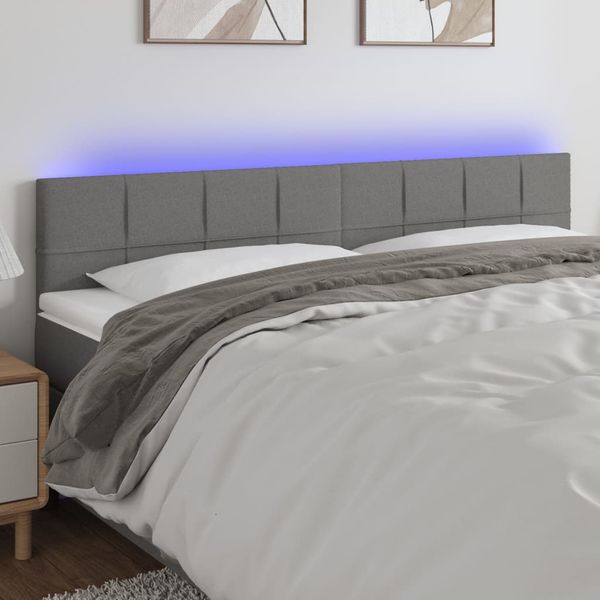 vidaXL Čelo postele s LED tmavosivé 160x5x78/88 cm látka