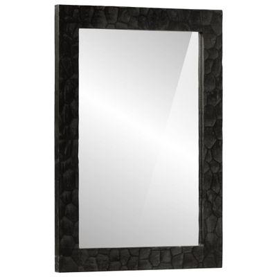 vidaXL Zrkadlo do kúpeľne čierne 50x70x2,5 cm masívny mangovník a sklo