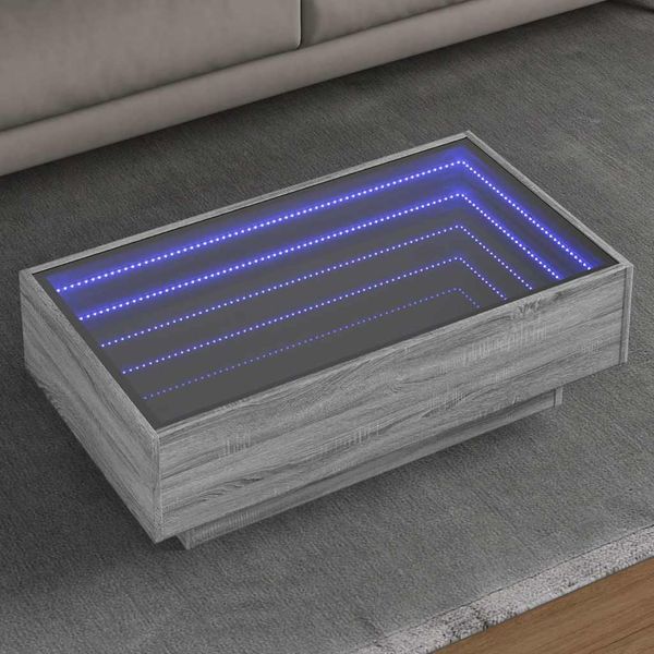 vidaXL Konferenčný stolík s LED sivá sonoma 90x50x30cm kompozit. drevo